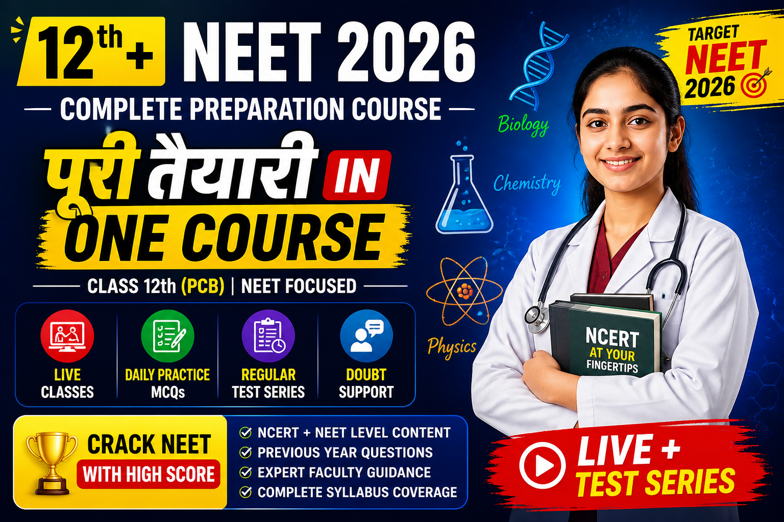 Class 12 + NEET 2026 Complete Preparation Course (PCB)